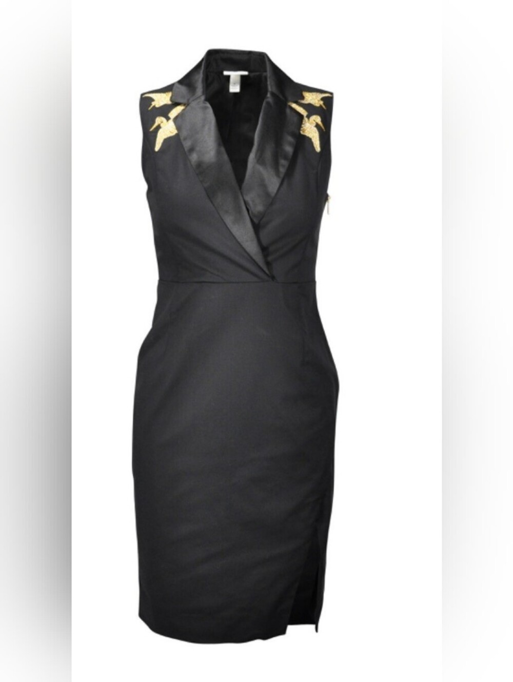 Altuzarra Black Sheath Dress with Gold Embroidery